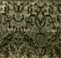 An illustration from Decorative textiles; an illustrated book on coverings for furniture, walls and floors, including damasks, brocades and velvets, tapestries, laces, embroideries, chintzes, cretones, drapery and furniture trimmings, wall papers, carpets and rugs, tooled and illuminated leathers (1918)