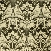 An illustration from Decorative textiles; an illustrated book on coverings for furniture, walls and floors, including damasks, brocades and velvets, tapestries, laces, embroideries, chintzes, cretones, drapery and furniture trimmings, wall papers, carpets and rugs, tooled and illuminated leathers (1918)