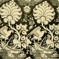 An illustration from Decorative textiles; an illustrated book on coverings for furniture, walls and floors, including damasks, brocades and velvets, tapestries, laces, embroideries, chintzes, cretones, drapery and furniture trimmings, wall papers, carpets and rugs, tooled and illuminated leathers (1918)