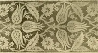An illustration from Decorative textiles; an illustrated book on coverings for furniture, walls and floors, including damasks, brocades and velvets, tapestries, laces, embroideries, chintzes, cretones, drapery and furniture trimmings, wall papers, carpets and rugs, tooled and illuminated leathers (1918)