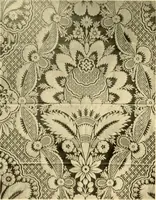 An illustration from Decorative textiles; an illustrated book on coverings for furniture, walls and floors, including damasks, brocades and velvets, tapestries, laces, embroideries, chintzes, cretones, drapery and furniture trimmings, wall papers, carpets and rugs, tooled and illuminated leathers (1918)