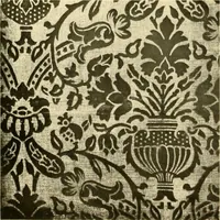 An illustration from Decorative textiles; an illustrated book on coverings for furniture, walls and floors, including damasks, brocades and velvets, tapestries, laces, embroideries, chintzes, cretones, drapery and furniture trimmings, wall papers, carpets and rugs, tooled and illuminated leathers (1918)