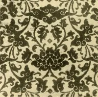 An illustration from Decorative textiles; an illustrated book on coverings for furniture, walls and floors, including damasks, brocades and velvets, tapestries, laces, embroideries, chintzes, cretones, drapery and furniture trimmings, wall papers, carpets and rugs, tooled and illuminated leathers (1918)