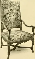 An illustration from Decorative textiles; an illustrated book on coverings for furniture, walls and floors, including damasks, brocades and velvets, tapestries, laces, embroideries, chintzes, cretones, drapery and furniture trimmings, wall papers, carpets and rugs, tooled and illuminated leathers (1918)