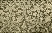 An illustration from Decorative textiles; an illustrated book on coverings for furniture, walls and floors, including damasks, brocades and velvets, tapestries, laces, embroideries, chintzes, cretones, drapery and furniture trimmings, wall papers, carpets and rugs, tooled and illuminated leathers (1918)