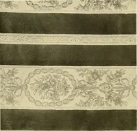 An illustration from Decorative textiles; an illustrated book on coverings for furniture, walls and floors, including damasks, brocades and velvets, tapestries, laces, embroideries, chintzes, cretones, drapery and furniture trimmings, wall papers, carpets and rugs, tooled and illuminated leathers (1918)