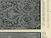 An illustration from Decorative textiles; an illustrated book on coverings for furniture, walls and floors, including damasks, brocades and velvets, tapestries, laces, embroideries, chintzes, cretones, drapery and furniture trimmings, wall papers, carpets and rugs, tooled and illuminated leathers (1918)