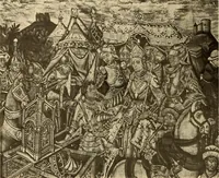 An illustration from Decorative textiles; an illustrated book on coverings for furniture, walls and floors, including damasks, brocades and velvets, tapestries, laces, embroideries, chintzes, cretonnes, drapery and furniture trimmings, wall papers, carpets and rugs, tooled and illuminated leathers (1918)