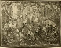 An illustration from Decorative textiles; an illustrated book on coverings for furniture, walls and floors, including damasks, brocades and velvets, tapestries, laces, embroideries, chintzes, cretonnes, drapery and furniture trimmings, wall papers, carpets and rugs, tooled and illuminated leathers (1918)