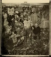 An illustration from Decorative textiles; an illustrated book on coverings for furniture, walls and floors, including damasks, brocades and velvets, tapestries, laces, embroideries, chintzes, cretonnes, drapery and furniture trimmings, wall papers, carpets and rugs, tooled and illuminated leathers (1918)