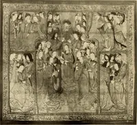 An illustration from Decorative textiles; an illustrated book on coverings for furniture, walls and floors, including damasks, brocades and velvets, tapestries, laces, embroideries, chintzes, cretonnes, drapery and furniture trimmings, wall papers, carpets and rugs, tooled and illuminated leathers (1918)