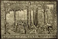An illustration from Decorative textiles; an illustrated book on coverings for furniture, walls and floors, including damasks, brocades and velvets, tapestries, laces, embroideries, chintzes, cretonnes, drapery and furniture trimmings, wall papers, carpets and rugs, tooled and illuminated leathers (1918)