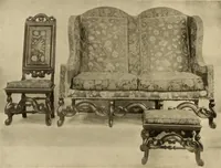 Picture 342 of 482 from Decorative textiles; an illustrated book on coverings for furniture, walls and floors, including damasks, brocades and velvets, tapestries, laces, embroideries, chintzes, cretonnes, drapery and furniture trimmings, wall papers, carpets and rugs, tooled and illuminated leathers (1918), leaf 339