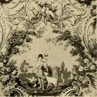 Picture 439 of 482 from Decorative textiles; an illustrated book on coverings for furniture, walls and floors, including damasks, brocades and velvets, tapestries, laces, embroideries, chintzes, cretonnes, drapery and furniture trimmings, wall papers, carpets and rugs, tooled and illuminated leathers (1918), leaf 417