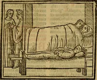 An illustration from Decretu[m] Gratiani : cu glossis dñi Joannis Theutonici prepositi Alberstatensis [et] annotationibus Bartholomei Brixiensis : [cum] diuisionibus Archidiaconi : [cum] Casibus a Bene., cõpositis per Bart. Brixi., correctis [et] pro clariore itellectu pluribus in locis extensis : [cum] concordia ad Bibliam : [cum] tabula marginalium glossularu[m] : [cum tabula] omniu canonu [et] concilio[rum] : [cum] Margarita Decreti : [cum] flosculis totius Decretia domio Joanne diacono compositis : [cum] additione in margine litteraru[m], quo minusculi characteres lineis intercepti, citius legenti appareant (1514)