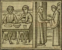 An illustration from Decretu[m] Gratiani : cu glossis dñi Joannis Theutonici prepositi Alberstatensis [et] annotationibus Bartholomei Brixiensis : [cum] diuisionibus Archidiaconi : [cum] Casibus a Bene., cõpositis per Bart. Brixi., correctis [et] pro clariore itellectu pluribus in locis extensis : [cum] concordia ad Bibliam : [cum] tabula marginalium glossularu[m] : [cum tabula] omniu canonu [et] concilio[rum] : [cum] Margarita Decreti : [cum] flosculis totius Decretia domio Joanne diacono compositis : [cum] additione in margine litteraru[m], quo minusculi characteres lineis intercepti, citius legenti appareant (1514)