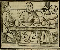 An illustration from Decretu[m] Gratiani : cu glossis dñi Joannis Theutonici prepositi Alberstatensis [et] annotationibus Bartholomei Brixiensis : [cum] diuisionibus Archidiaconi : [cum] Casibus a Bene., cõpositis per Bart. Brixi., correctis [et] pro clariore itellectu pluribus in locis extensis : [cum] concordia ad Bibliam : [cum] tabula marginalium glossularu[m] : [cum tabula] omniu canonu [et] concilio[rum] : [cum] Margarita Decreti : [cum] flosculis totius Decretia domio Joanne diacono compositis : [cum] additione in margine litteraru[m], quo minusculi characteres lineis intercepti, citius legenti appareant (1514)