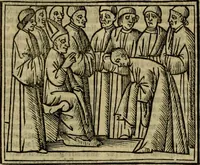 Picture 74 of 151 from Decretu[m] Gratiani : cu glossis dñi Joannis Theutonici prepositi Alberstatensis [et] annotationibus Bartholomei Brixiensis : [cum] diuisionibus Archidiaconi : [cum] Casibus a Bene., cõpositis per Bart. Brixi., correctis [et] pro clariore itellectu pluribus in locis extensis : [cum] concordia ad Bibliam : [cum] tabula marginalium glossularu[m] : [cum tabula] omniu canonu [et] concilio[rum] : [cum] Margarita Decreti : [cum] flosculis totius Decretia domio Joanne diacono compositis : [cum] additione in margine litteraru[m], quo minusculi characteres lineis intercepti, citius legenti appareant (1514), leaf 312