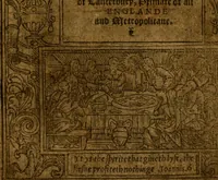 An illustration from A defence of the true and catholike doctrine of the sacrament of the body and bloud of our sauiour Christ : with a confutation of sundry errors concernyng the same, grounded and stablished upon Godes holy woorde & approved by ye consent of the moste auncient doctors of the churche (1550)