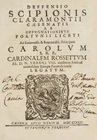 Picture 1 of 27 from Deffensio Scipionis Claramontii Caesenatis ab oppvgnationibvs Fortvnii Liceti (1644), leaf 5