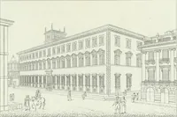 An illustration from Degli edificj antichi e moderni di Roma; vedute in contorno (1817)