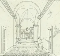 An illustration from Degli edificj antichi e moderni di Roma; vedute in contorno (1817)