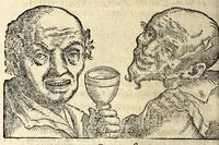 An illustration from De hvmana physiognomonia Ioannis Baptistae Portae Neapolitani libri IIII : qvi ab extimis, quae in hominum corporibus conspiciuntur signis, ita eorum naturas, mores & consilia (egregiis ad viuum expressis iconibvs) demonstrant, vt intimos animi recessus penetrare videantur ... : nunc ab innumeris mendis, quibus passim neapolitana scatebat editio, emendati, primumq[ue] in Germania in lucem editi : cum duplici rerum & verborum indice longe locupletissimo (1593)