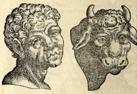 An illustration from De hvmana physiognomonia Ioannis Baptistae Portae Neapolitani libri IIII : qvi ab extimis, quae in hominum corporibus conspiciuntur signis, ita eorum naturas, mores & consilia (egregiis ad viuum expressis iconibvs) demonstrant, vt intimos animi recessus penetrare videantur ... : nunc ab innumeris mendis, quibus passim neapolitana scatebat editio, emendati, primumq[ue] in Germania in lucem editi : cum duplici rerum & verborum indice longe locupletissimo (1593)