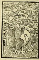 An illustration from De insulis inuentis : Epistola Cristoferi Colom (cui [a]etas nostra multu[m] debet: de insulis in mari Indico nup[er] inue[n]tis. Ad quas perquirendas octauo antea mense: auspicijs et [a]ere inuictissimi Fernandi Hispaniarum Regis missus fuerat) ad magnificum d[omi]n[u]m Raphaelez Sanxis ... missa.
