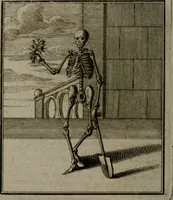 Picture 77 of 129 from De kapelle der dooden, of de algemeene dooden-spiegel. In welken alle menschen, van wat staat of rang zy zyn mogen, zich tot hun nut konnen beschouwen; om indagtig te zyn het memento mori, of gedenkt to sterven .. (1741), leaf 213