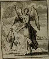 An illustration from De kapelle der dooden, of de algemeene dooden-spiegel. In welken alle menschen, van wat staat of rang zy zyn mogen, zich tot hun nut konnen beschouwen; om indagtig te zyn het memento mori, of gedenkt to sterven .. (1741)