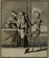 An illustration from De kapelle der dooden, of, De algemeene doodenspiegel : in welken all menschen, van wat staat of rang zy zyn mogen, zich tot hun nut konnen beschouwen : om indagtig ti zyn het memento mori, gedenkt te sterven ... (1737)