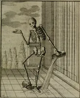 An illustration from De kapelle der dooden, of, De algemeene doodenspiegel : in welken all menschen, van wat staat of rang zy zyn mogen, zich tot hun nut konnen beschouwen : om indagtig ti zyn het memento mori, gedenkt te sterven ... (1737)