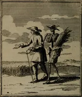 An illustration from De kapelle der dooden, of, De algemeene doodenspiegel : in welken all menschen, van wat staat of rang zy zyn mogen, zich tot hun nut konnen beschouwen : om indagtig ti zyn het memento mori, gedenkt te sterven ... (1737)