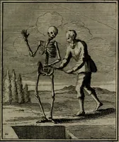 An illustration from De kapelle der dooden, of, De algemeene doodenspiegel : in welken all menschen, van wat staat of rang zy zyn mogen, zich tot hun nut konnen beschouwen : om indagtig ti zyn het memento mori, gedenkt te sterven ... (1737)