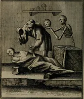 An illustration from De kapelle der dooden, of, De algemeene doodenspiegel : in welken all menschen, van wat staat of rang zy zyn mogen, zich tot hun nut konnen beschouwen : om indagtig ti zyn het memento mori, gedenkt te sterven ... (1737)