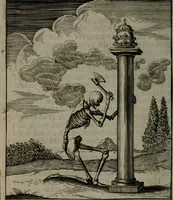 An illustration from De kapelle der dooden, of, De algemeene doodenspiegel : in welken all menschen, van wat staat of rang zy zyn mogen, zich tot hun nut konnen beschouwen : om indagtig ti zyn het memento mori, gedenkt te sterven ... (1737)