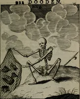 An illustration from De kapelle der dooden, of, De algemeene doodenspiegel : in welken all menschen, van wat staat of rang zy zyn mogen, zich tot hun nut konnen beschouwen : om indagtig ti zyn het memento mori, gedenkt te sterven ... (1737)