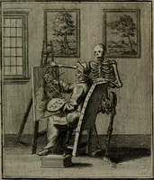 An illustration from De kapelle der dooden, of, De algemeene doodenspiegel : in welken all menschen, van wat staat of rang zy zyn mogen, zich tot hun nut konnen beschouwen : om indagtig ti zyn het memento mori, gedenkt te sterven ... (1737)