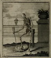 An illustration from De kapelle der dooden, of, De algemeene doodenspiegel : in welken all menschen, van wat staat of rang zy zyn mogen, zich tot hun nut konnen beschouwen : om indagtig ti zyn het memento mori, gedenkt te sterven ... (1737)