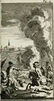 An illustration from De konincklycke triumphe : vertoonende alle de eerpoorten, met desselfs besondere sinne-beelden, en hare beschryvinge, ten getale van in de 60, opgerecht in s' Gravenhage 1691 ter eere van Willem de III koningh van Groot Brittanjen (1691)