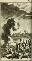 An illustration from De konincklycke triumphe : vertoonende alle de eerpoorten, met desselfs besondere sinne-beelden, en hare beschryvinge, ten getale van in de 60, opgerecht in s' Gravenhage 1691 ter eere van Willem de III koningh van Groot Brittanjen (1691)