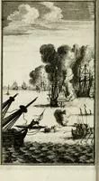 An illustration from De konincklycke triumphe : vertoonende alle de eerpoorten, met desselfs besondere sinne-beelden, en hare beschryvinge, ten getale van in de 60, opgerecht in s' Gravenhage 1691 ter eere van Willem de III koningh van Groot Brittanjen (1691)