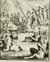 An illustration from De konincklycke triumphe : vertoonende alle de eerpoorten, met desselfs besondere sinne-beelden, en hare beschryvinge, ten getale van in de 60, opgerecht in s' Gravenhage 1691 ter eere van Willem de III koningh van Groot Brittanjen (1691)