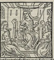 An illustration from De la louenge et vertu des nobles et cleres dames : de Jehan bocasse ; [traslate & iprime nouellemet a paris]