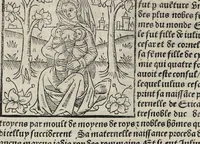 An illustration from De la louenge et vertu des nobles et cleres dames : de Jehan bocasse ; [traslate & iprime nouellemet a paris]