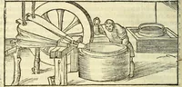 An illustration from De la pirotechnia : Libri X. doue ampiamente si tratta non solo di ogni sorte & diuersita di miniere, ma anchora quanto si ricerca intorno à la prattica di quelle cose di quel che si appartiene à l'arte de la fusione ouer gitto de metalli come d'ogni altra cosa simile à questa (1540)