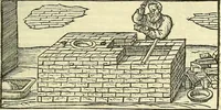An illustration from De la pirotechnia : Libri X. doue ampiamente si tratta non solo di ogni sorte & diuersita di miniere, ma anchora quanto si ricerca intorno à la prattica di quelle cose di quel che si appartiene à l'arte de la fusione ouer gitto de metalli come d'ogni altra cosa simile à questa (1540)
