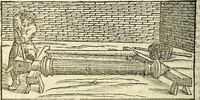 An illustration from De la pirotechnia : Libri X. doue ampiamente si tratta non solo di ogni sorte & diuersita di miniere, ma anchora quanto si ricerca intorno à la prattica di quelle cose di quel che si appartiene à l'arte de la fusione ouer gitto de metalli come d'ogni altra cosa simile à questa (1540)