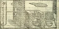 An illustration from De la pirotechnia : Libri X. doue ampiamente si tratta non solo di ogni sorte & diuersita di miniere, ma anchora quanto si ricerca intorno à la prattica di quelle cose di quel che si appartiene à l'arte de la fusione ouer gitto de metalli come d'ogni altra cosa simile à questa (1540)